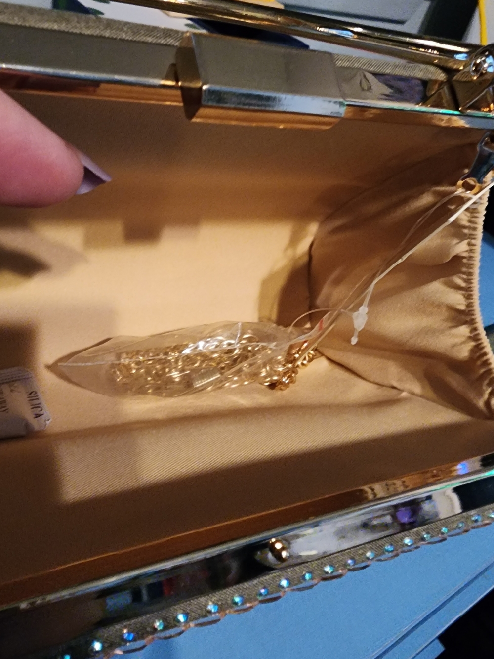 Prezzo Gold Beaded Evening Top-Handle Clutch - Picture 3 of 8